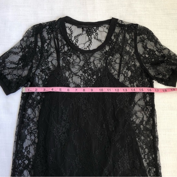 Joe’s Jean Black Floral Lace Layered Cami Short Sleeve Blouse Top Size XS - Picture 8 of 9